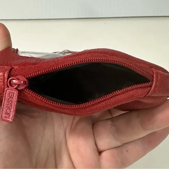 Buxton Coin Purse Wallet Red Leather Kiss Lock + Zipper Pocket + ID window - Picture 5 of 9